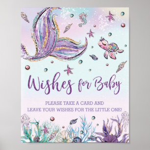 Poster Mermaid Tail Under the Sea Wishes for Baby Sign