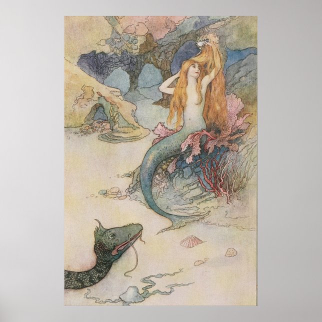 Poster Mermaid Warwick Goble (inglês, (1862 - 1943) (Frente)