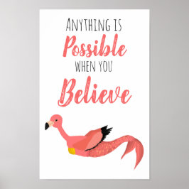 Poster Mermingo: Citação Inspiradora de Flamingo Sereia
