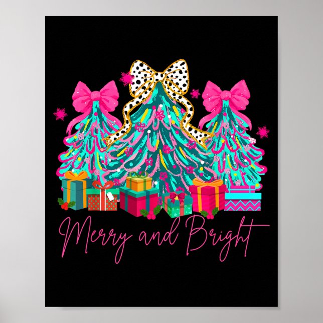 Poster Merry And Bright Coquette Bow Christmas Tree Women (Frente)