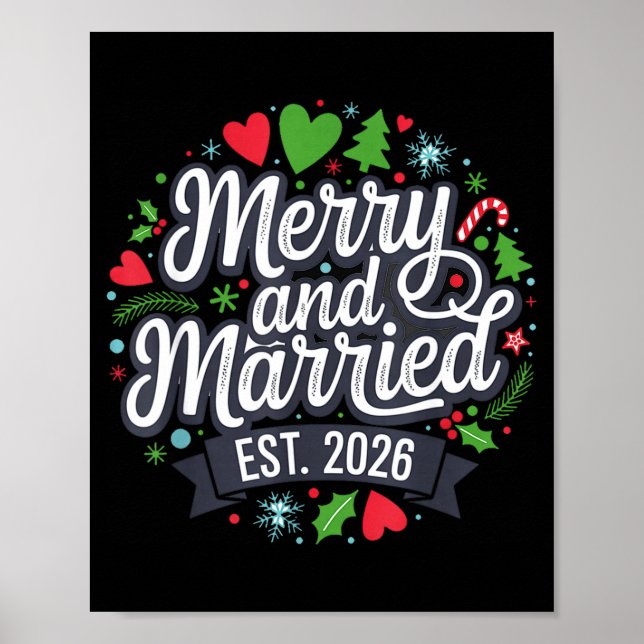 Poster Merry And Married 2026 - Matching Couple Christmas (Frente)
