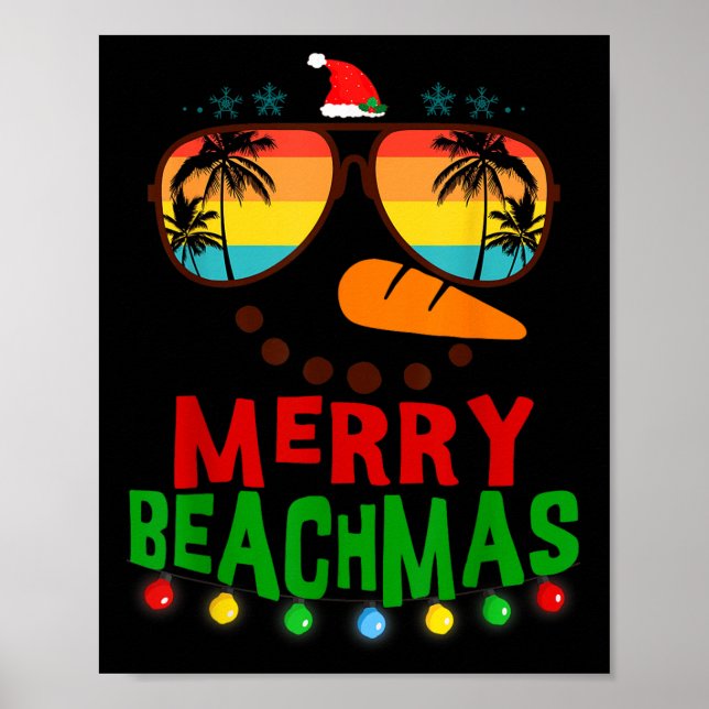 Poster Merry Beachmas Trocal Christmas Hawaii Snowman Bea (Frente)
