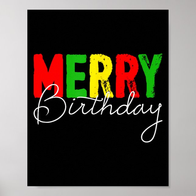 Poster Merry Birthday, Born On Christmas Day  (Frente)