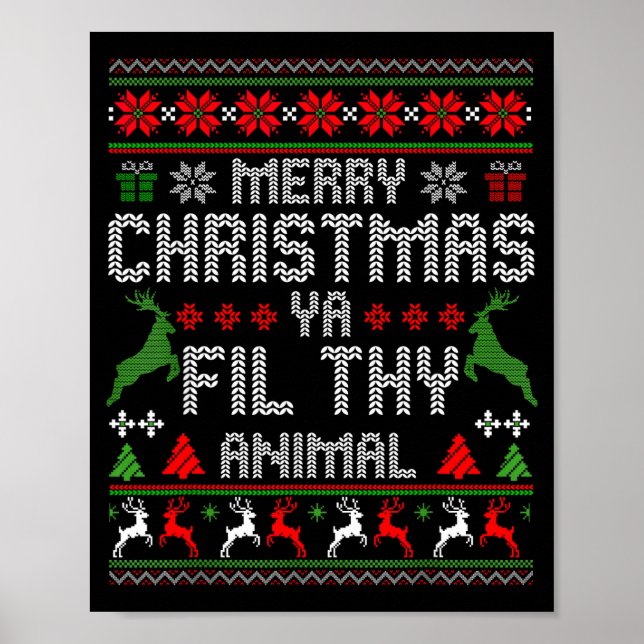 Poster Merry Christmas Animal Filthy Ya Xmas Pajama Chris (Frente)
