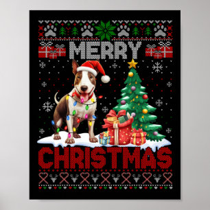 Poster Merry Christmas Bull Terrier Dog amadurece feio xm