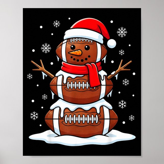 Poster Merry Christmas Football Snowman Holiday Srts Xmas (Frente)