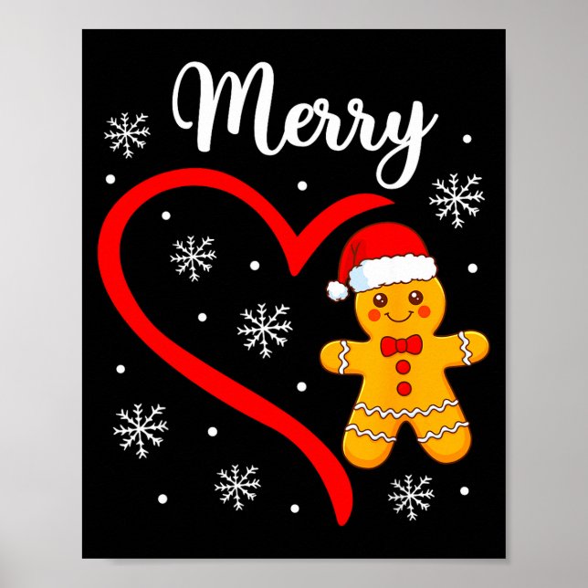 Poster Merry Christmas Gingerbread Family Couples Xmas Pa (Frente)