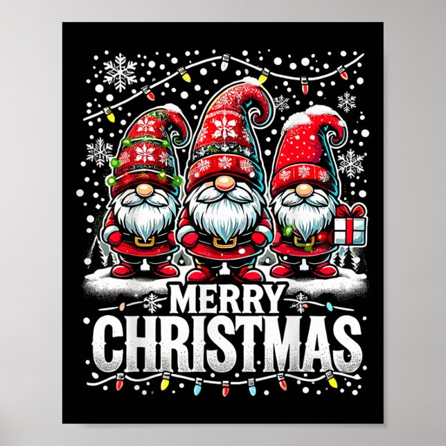 Poster Merry Christmas Gnome Funny Family Christmas  (Frente)