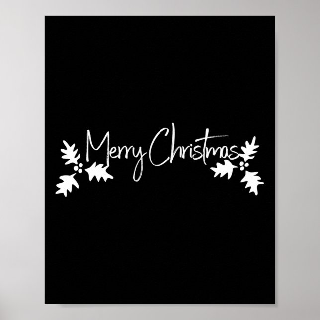 Poster Merry Christmas Handwriting Script With Holly  (Frente)