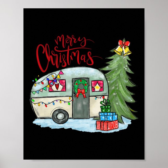 Poster Merry Christmas Happy Camper Fun Camping Life Fami (Frente)