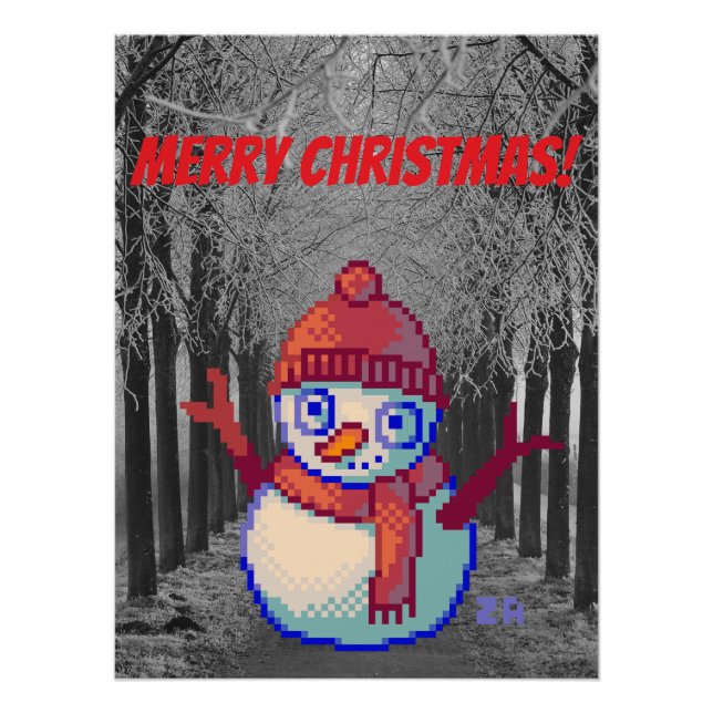 Póster Merry Christmas, kerst, pixelart, Pixel Art (Frente)