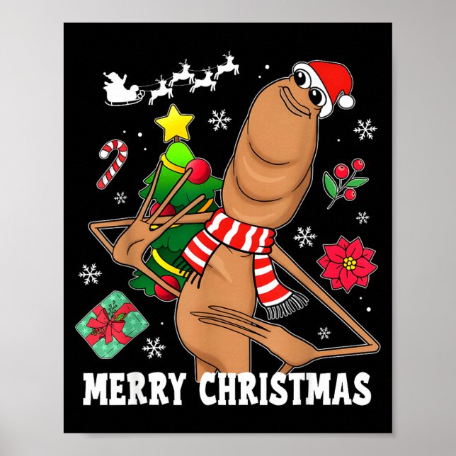 Poster Merry Christmas Marcus The Worm Funny Unhinged Mem (Frente)