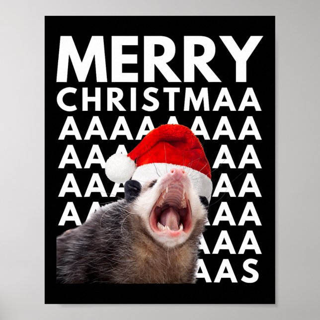 Poster Merry Christmas Opossum Screaming Fun Men Women Ki (Frente)