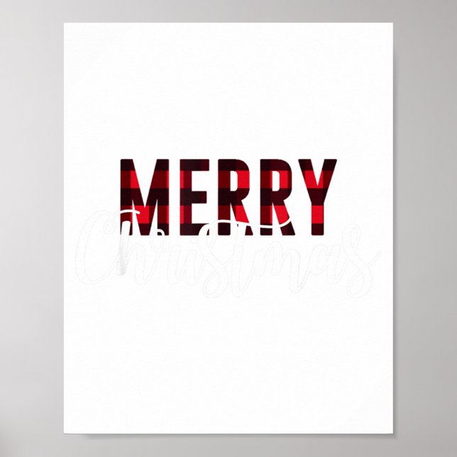 Poster Merry Christmas Plaid Graphic Christmas Letter Pri (Frente)