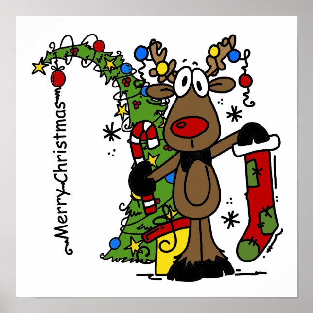Póster Merry Christmas Reindeer (Frente)