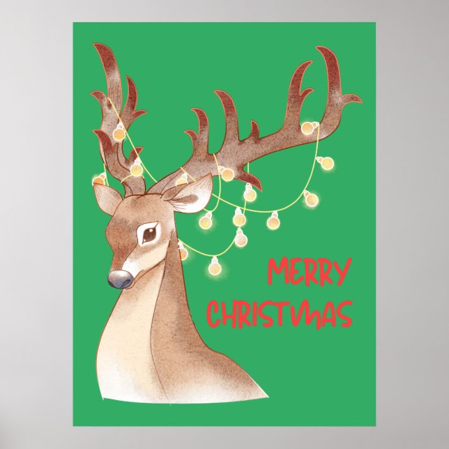 Poster Merry Christmas Reindeer (Frente)