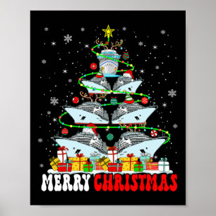 Poster Merry Christmas Reindeer Elf Papais noeis Navios D