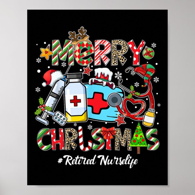 Poster Merry Christmas Retired Nurse Life Men Women Xmas  (Frente)