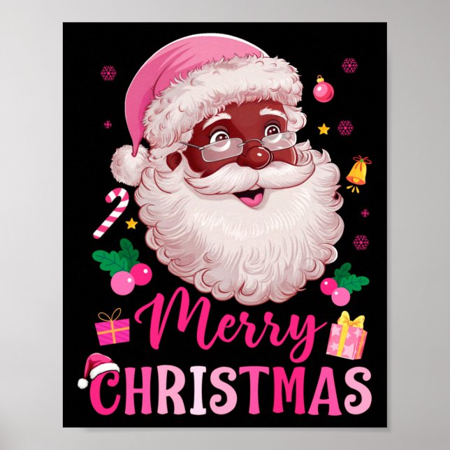 Poster Merry Christmas Santa Claus Black Afro African Ame (Frente)