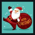 Poster Merry Christmas: Santa Claus Holding Sack of Gifts<br><div class="desc">Merry Christmas: Santa Claus Holding Sack of Gifts</div>