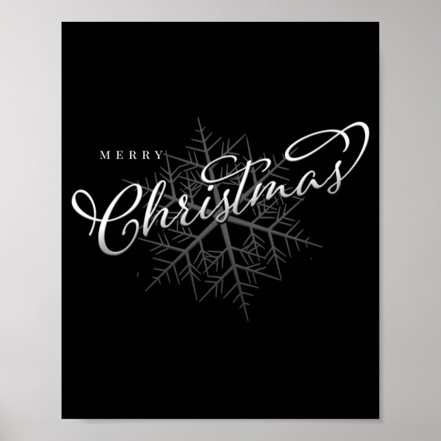 Poster Merry Christmas Silver Snowflake  (Frente)