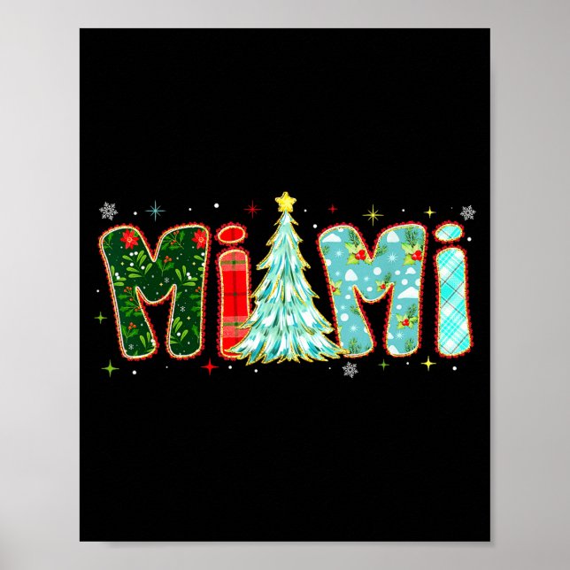Poster Merry Christmas Tree Plaid Mimi Aesthetic Mom Mama (Frente)