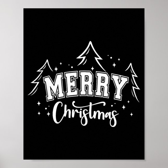 Poster Merry Christmas Tree Santa Xmas Family Matching Pa (Frente)