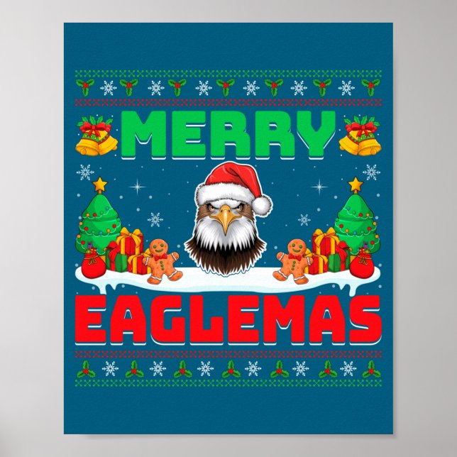 Poster Merry Eaglemas - Eagle Wearing Santa Hat Ugly Chri (Frente)