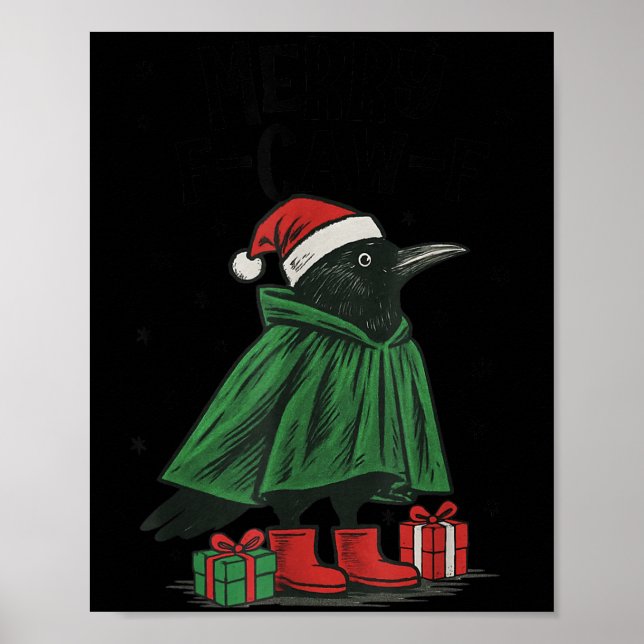 Poster Merry F-caw-f Funny Christmas Black Crow Merry Xma (Frente)