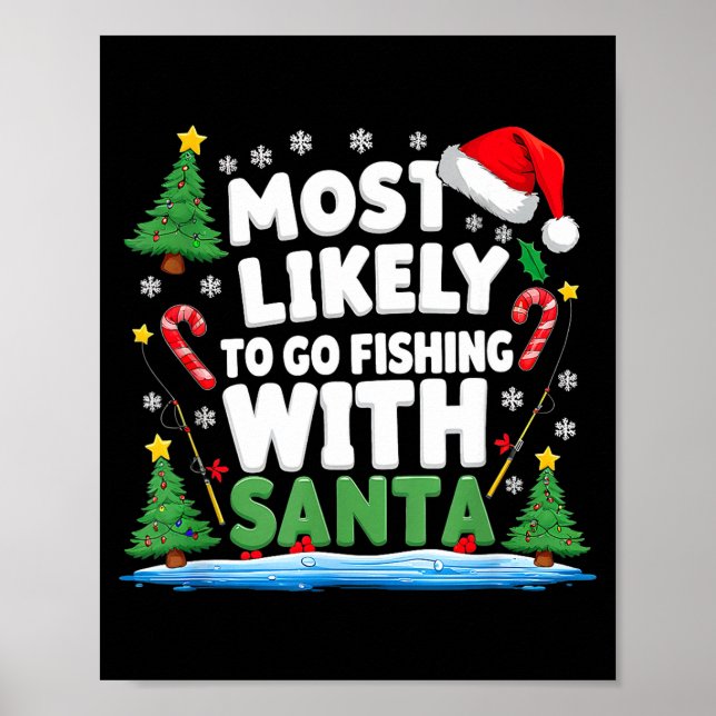 Poster Merry Fishmas Funny Fish Santa Bigfoot Christmas F (Frente)