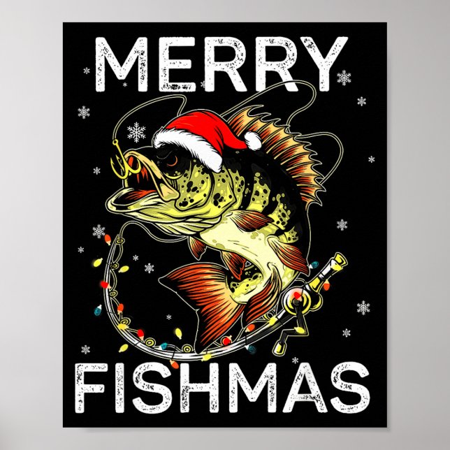 Poster Merry Fishmas Santa Fishing Lovers Funny Fisherman (Frente)