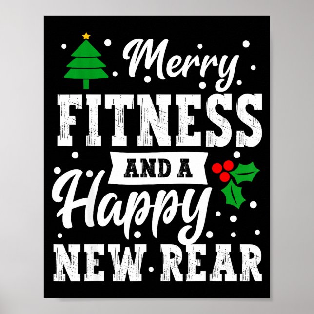 Poster Merry Fitness Happy New Rear Workout Christmas Gym (Frente)