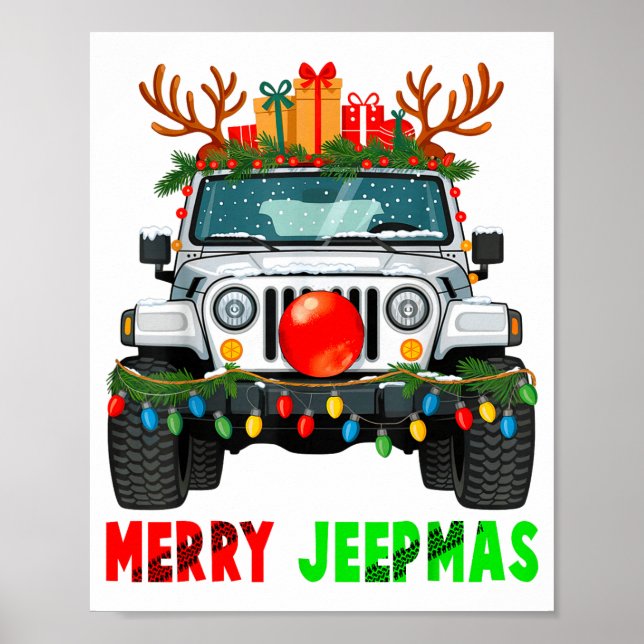 Poster Merry Jeepmas Ugly Light Reindeer Christmas  (Frente)