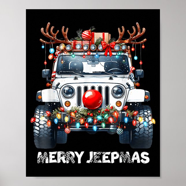 Poster Merry Jeepmas Ugly Light Reindeer Christmas  (Frente)