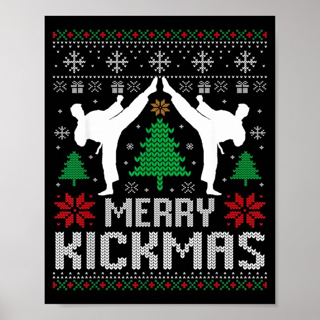 Poster Merry Kickmas Karate Jiu Jitsu Ugly Christmas Xmas (Frente)