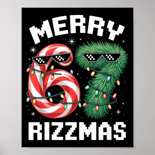 Poster Merry Rizzmas 67 Candy Cane Tree Sungles Funny  (Frente)