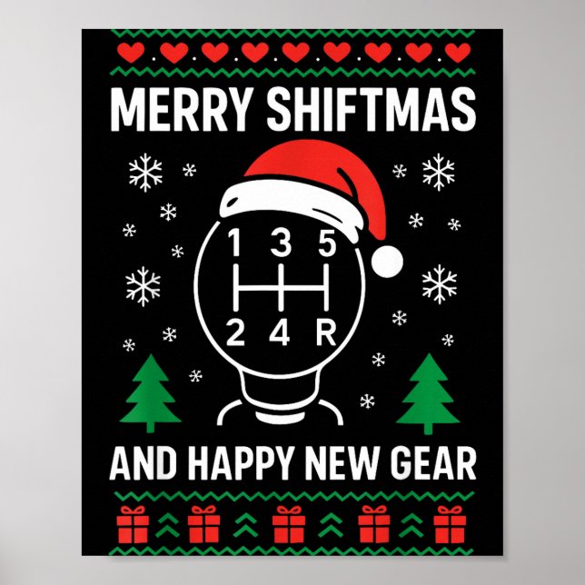 Poster Merry Shiftmas And Happy New Manual Driver Christm (Frente)