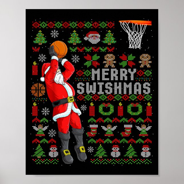 Poster Merry Swishmas Ugly Christmas Basketball Christmas (Frente)