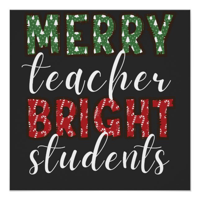 Póster Merry Teacher Bright Students Christmas (Frente)