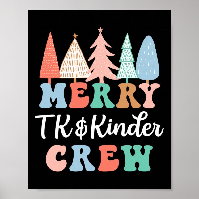 Poster Merry Tk And Kinder Crew Kindergarten Teacher Chri (Frente)