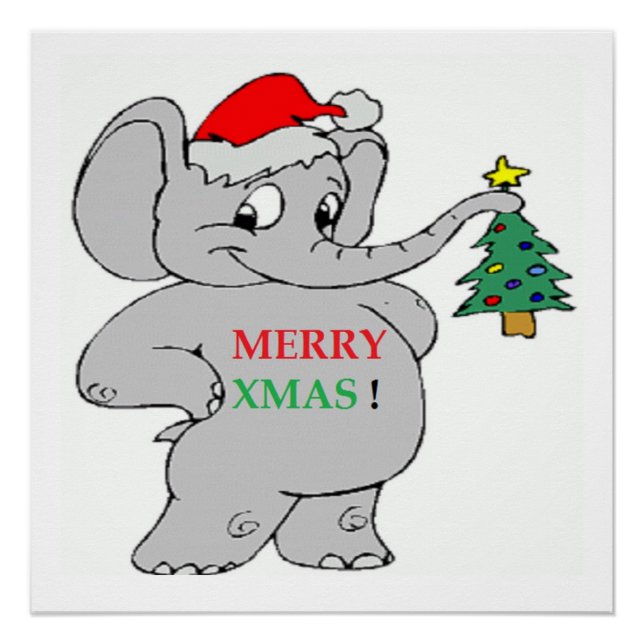 PÓSTER "MERRY XMAS" ELEFANTE (Frente)