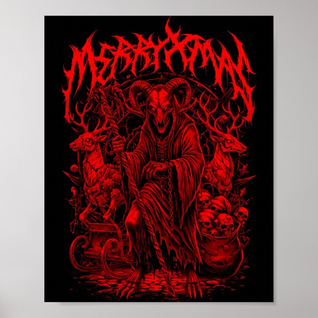 Poster Merry Xmas Heavy Metal Band Parody Death Metal Vin (Frente)