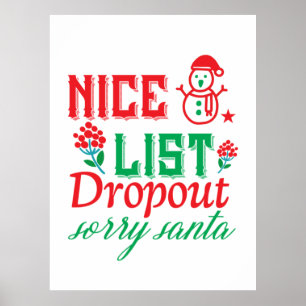 Poster Merry Xmas Nice List Dropout Desculpe Papais noeis