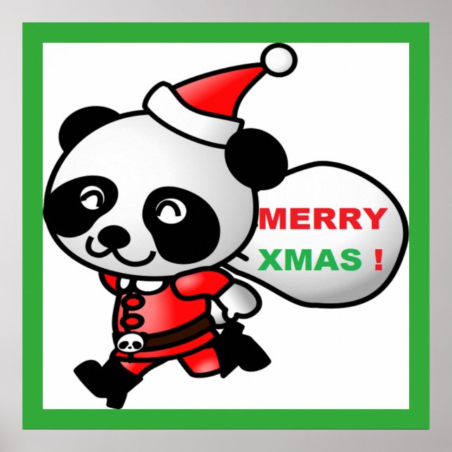 POSTER "MERRY XMAS" PAPAIS NOEIS PANDA BEAR (Frente)