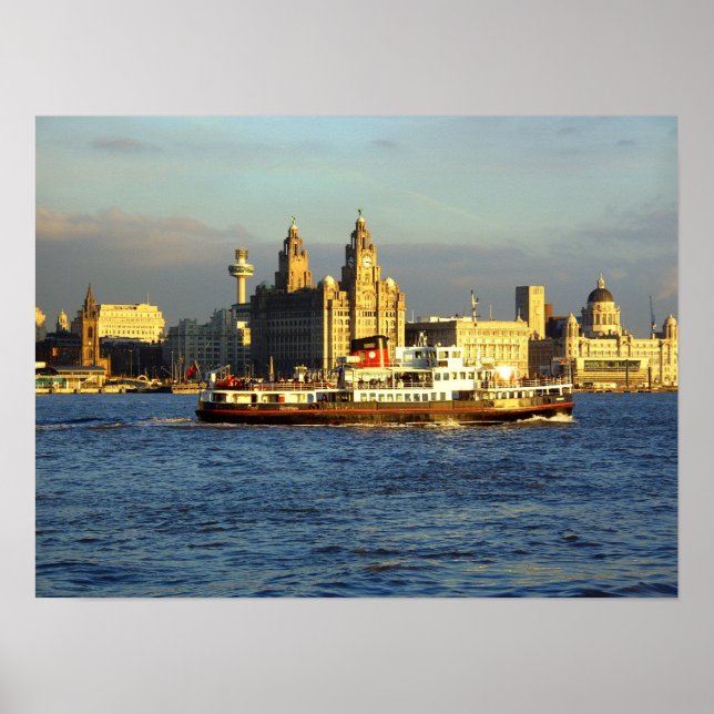 Póster Mersey Ferry com Liverpool Waterfront além (Frente)
