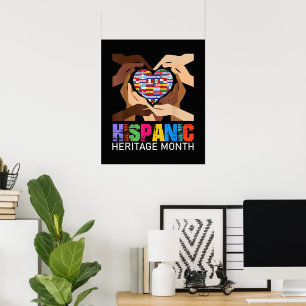 Poster Mês da Herança Hispânica Mãos Coração