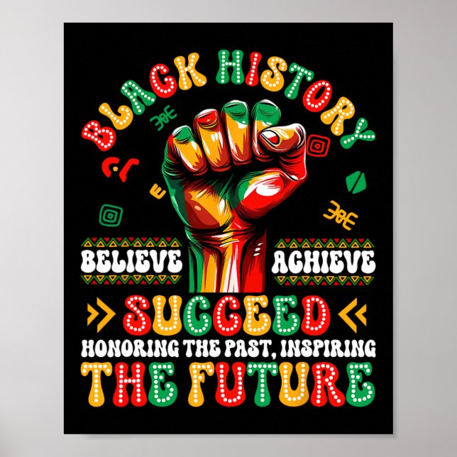 Poster Mês da História Negra Acredite Alcance Sucesso Áfr (Frente)