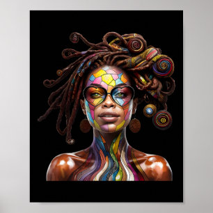 Poster Mês da História Negra Arte de Cabelo Preso Rainha