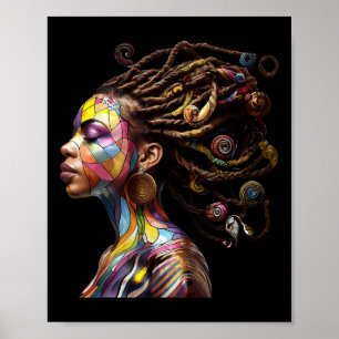 Poster Mês da História Negra Cabelo Loc Art Rainha Negra