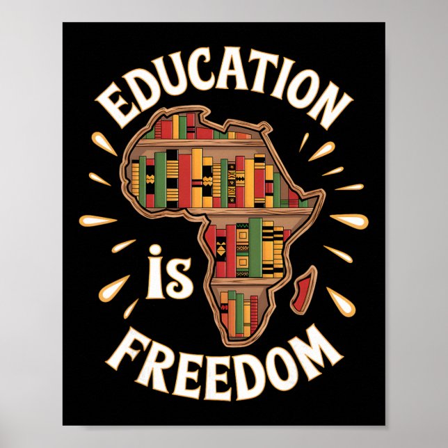 Poster Mês da História Negra Educação Liberdade Afro-Amer (Frente)